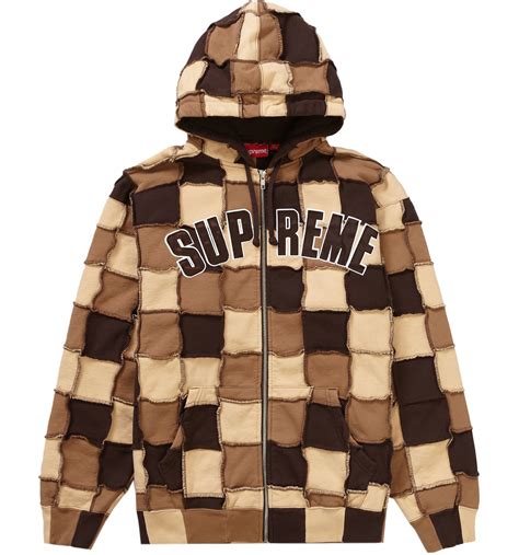 supreme reverse patchwork zip up